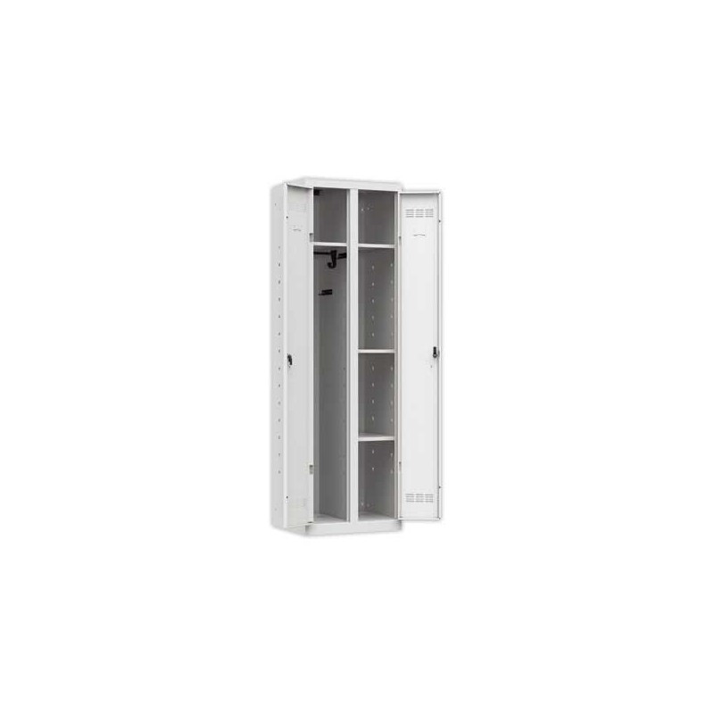 Vestiaire multiservices H.198 x L.60cm, penderie et rangement gris  - Fiducial