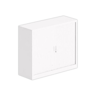 Armoire basse à rideaux 100x120 cm - blanc  - Fiducial