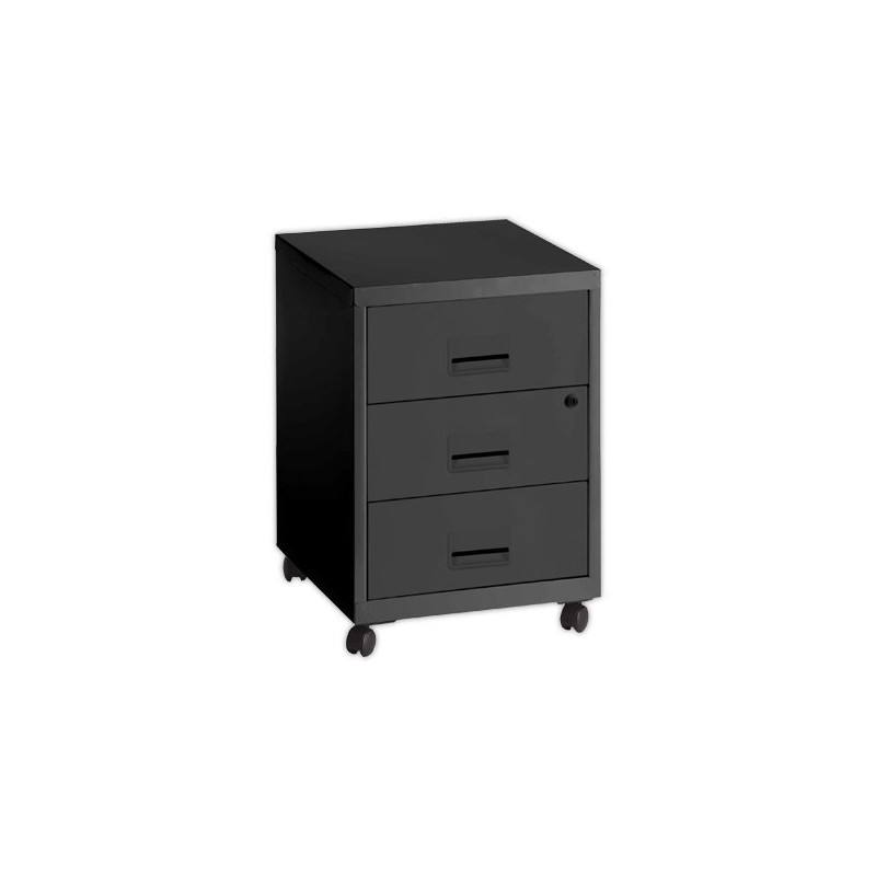Caisson mobile en métal 3 tiroirs anthracite monté  - Fiducial