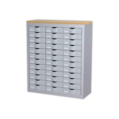 Meuble 36 tiroirs 3 colonnes PAPERFLOWmétal - coloris aluminium  - Fiducial