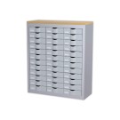 Meuble 36 tiroirs 3 colonnes PAPERFLOWmétal - coloris aluminium  - Fiducial