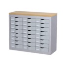 Meuble 24 tiroirs 3 colonnes PAPERFLOWmétal - coloris aluminium  - Fiducial
