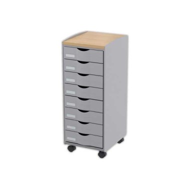 Meuble 8 Tiroirs mobile - polystyrène gris  - Fiducial