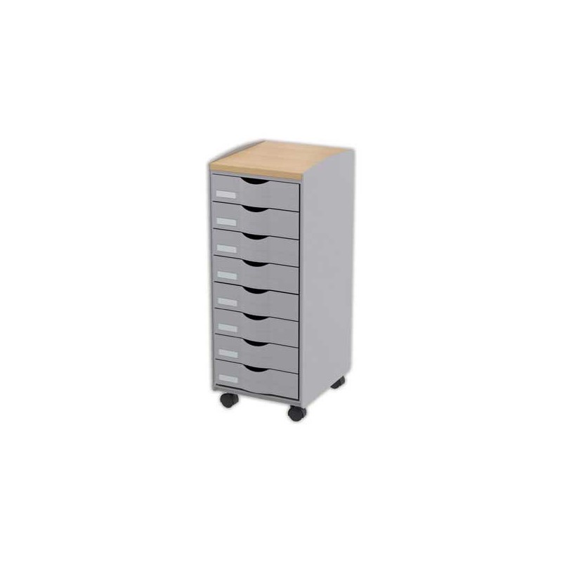 Meuble 8 Tiroirs mobile - polystyrène gris  - Fiducial