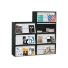 Présentoir Multibloc modulable en polystyrène noir avec porte grise  - Fiducial