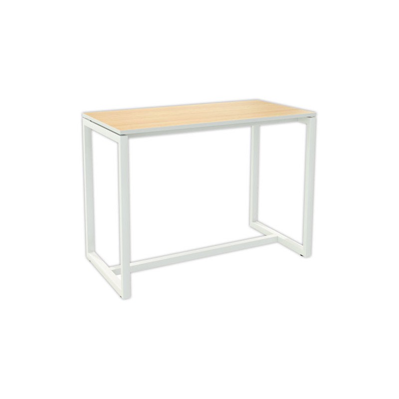 Table haute EASYDESK 150 x 75 CM pied blanc plateau hêtre  - Fiducial