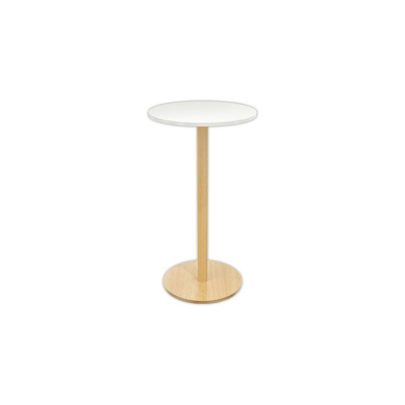 Table haute WOODY ronde 60 cm - Blanc montée  - Fiducial