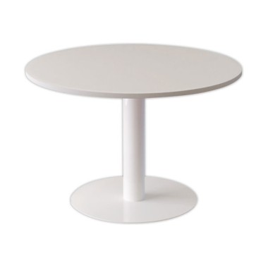 Table EASYDESK ronde Diamètre 115cm pied blancplateau blanc  - Fiducial