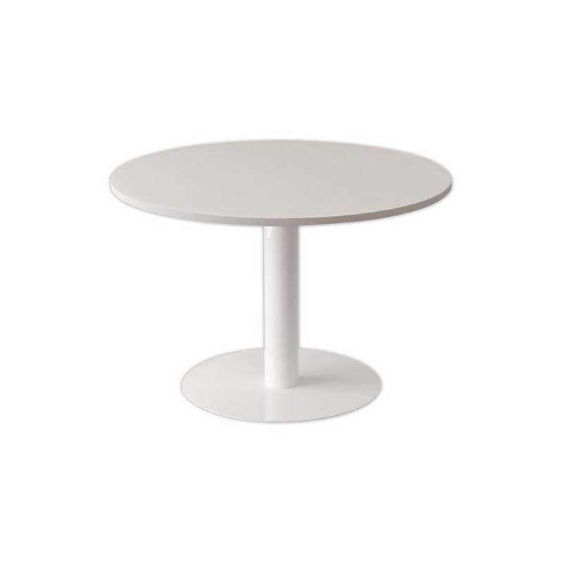 Table EASYDESK ronde Diamètre 115cm pied blancplateau blanc  - Fiducial