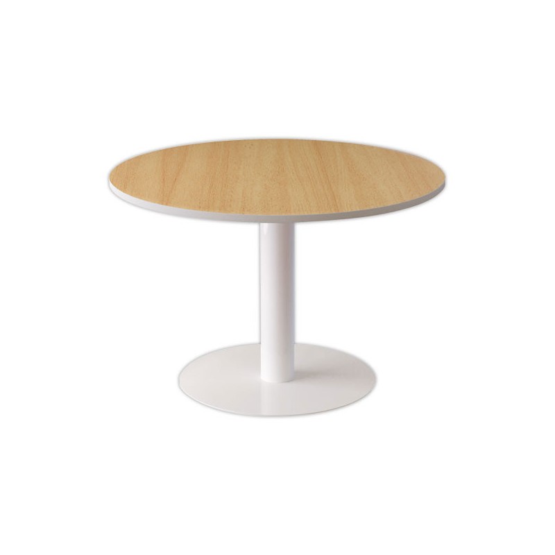 Table EASYDESK ronde Diamètre 115cm pied blancplateau hêtre  - Fiducial
