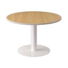 Table EASYDESK ronde Diamètre 115cm pied blancplateau hêtre  - Fiducial