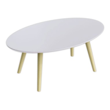Table basse ovale laquée blanc L 85cm  - Fiducial