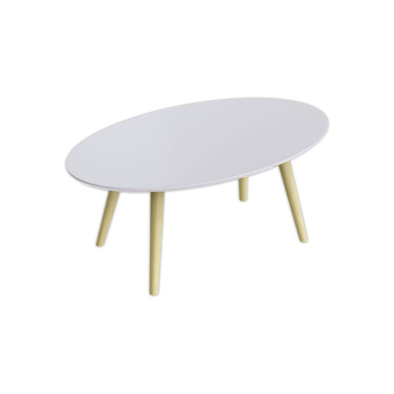 Table basse ovale laquée blanc L 85cm  - Fiducial