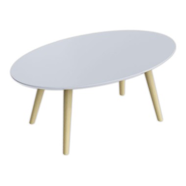 Table basse ovale laquée blanc L 85cm - Montée  - Fiducial