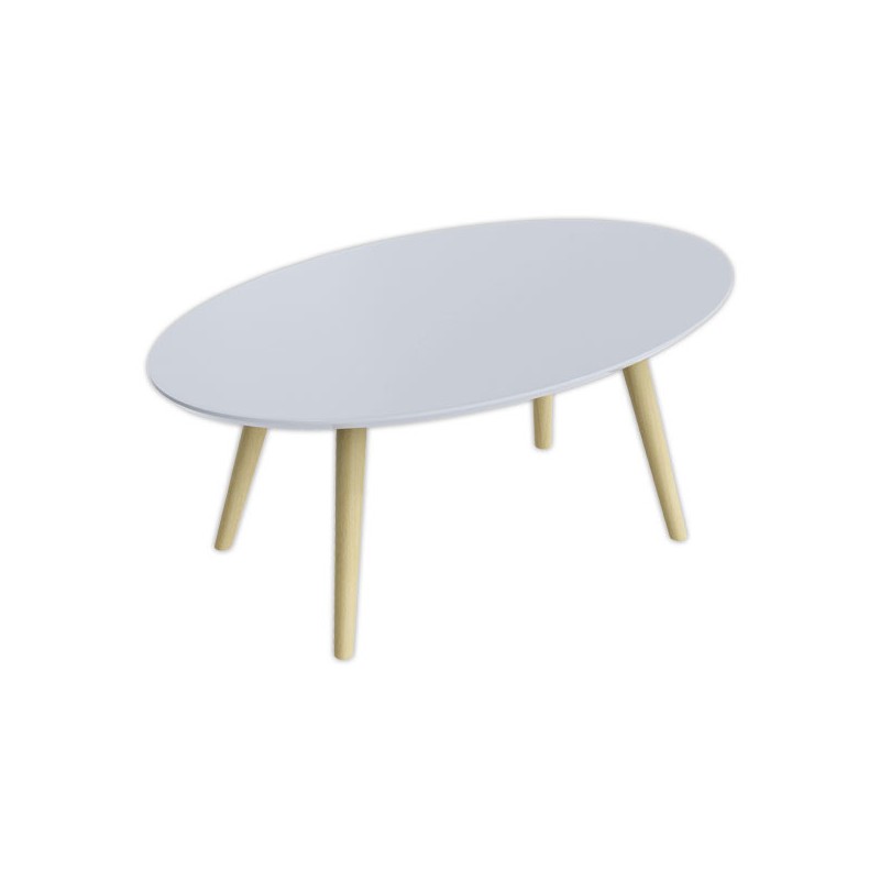 Table basse ovale laquée blanc L 115 cm  - Fiducial