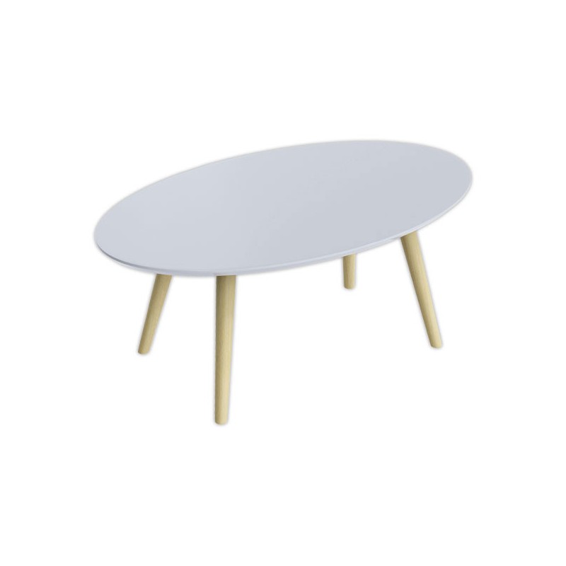 Table basse ovale laquée blanc L 115cm - Montée  - Fiducial