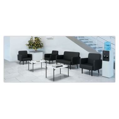 Table basse MEET 50 x 50 Blanc pieds noirs montée  - Fiducial
