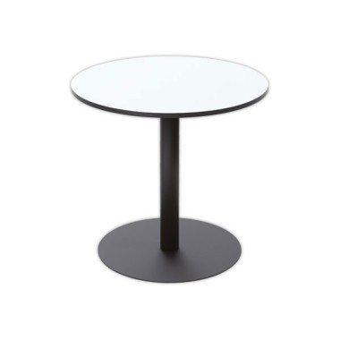 Table de restauration stratifiée rondeDiamètre  80cm - blanc pieds noirs  - Fiducial