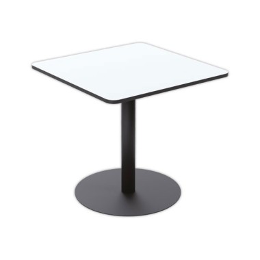 Table de restauration stratifiée carrée - 80x 80 cm - blanc pieds noirs  - Fiducial