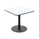 Table de restauration stratifiée carrée - 80x 80 cm - blanc pieds noirs  - Fiducial
