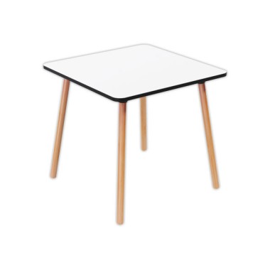 Table PALOMBA 80 x 80 cm Blanc pieds hêtre montée  - Fiducial