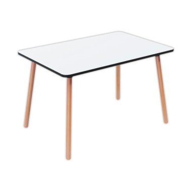 Table PALOMBA 120 x 80 cm Blanc pieds hêtre montée  - Fiducial