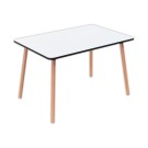 Table PALOMBA 120 x 80 cm Blanc pieds hêtre montée  - Fiducial