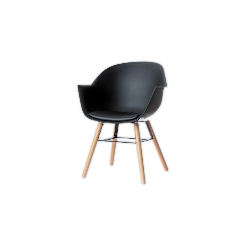 Fauteuils WISEMAN pied hêtre assise noire  x2 - Fiducial