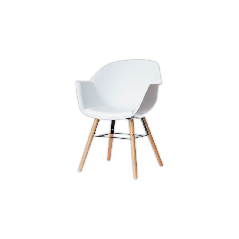 Fauteuils WISEMAN pieds hêtre assise blanche montés  x2 - Fiducial