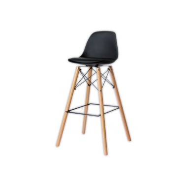 Tabourets STEELWOOD pied hêtre assise noire montés  x2 - Fiducial