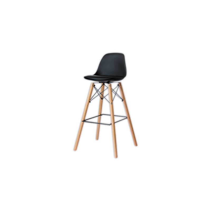 Tabourets STEELWOOD pied hêtre assise noire montés  x2 - Fiducial