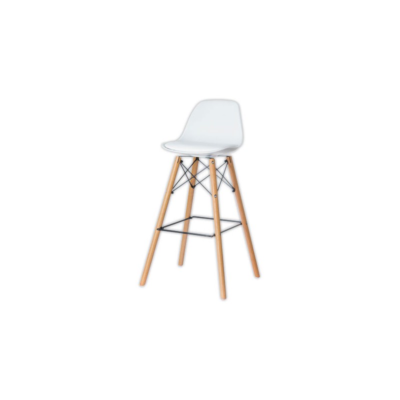 Tabourets STEELWOOD pied hêtre assise blanche montés  x2 - Fiducial
