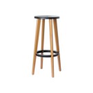 Tabourets WOODY pied hêtre assise noire  x2 - Fiducial