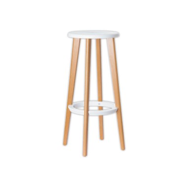 Tabourets WOODY pied hêtre assise blanche  x2 - Fiducial