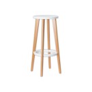 Tabourets WOODY pied hêtre assise blanche montés  x2 - Fiducial