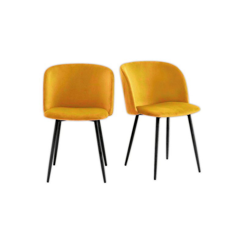 Fauteuils Must Pieds noirs assise jaune montés  x2 - Fiducial