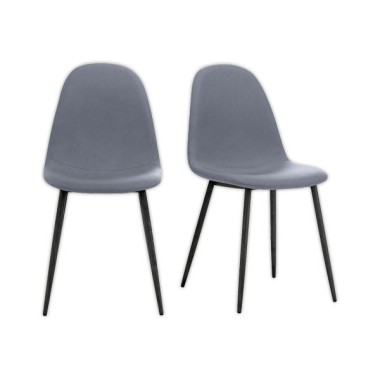 Chaises MUST H87 x P54 x L45 cm pied noir assise grise  x2 - Fiducial