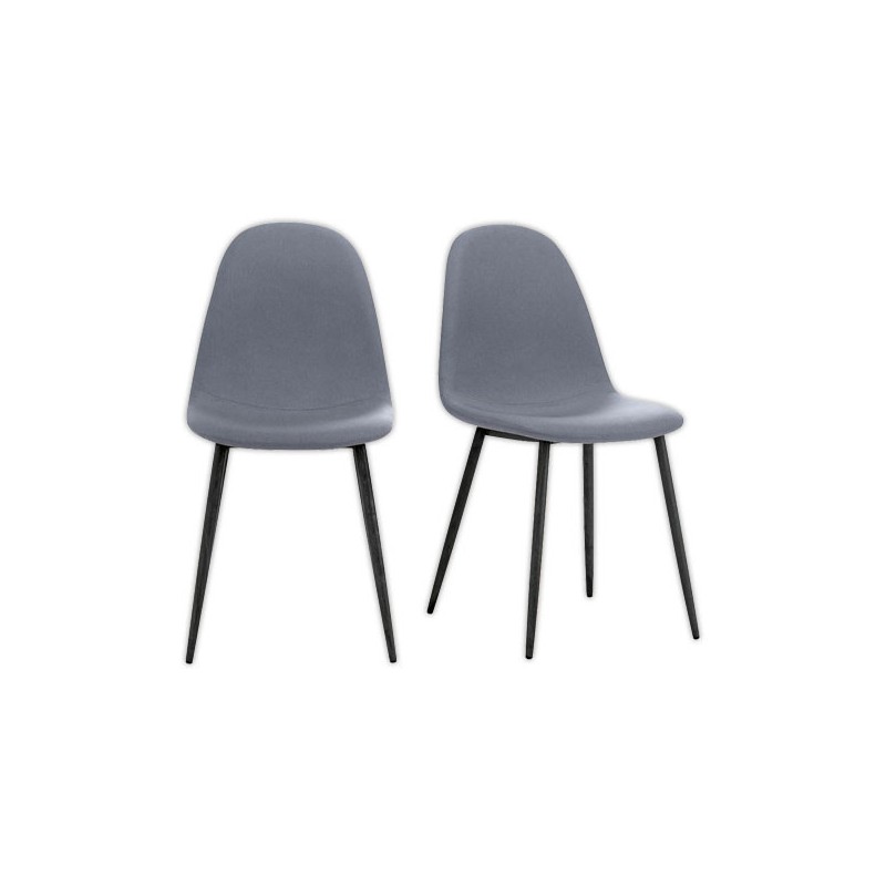 Chaises MUST H87 x P54 x L45 cm pied noir assise grise  x2 - Fiducial