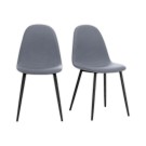 Chaises MUST H87 x P54 x L45 cm pied noir assise grise  x2 - Fiducial
