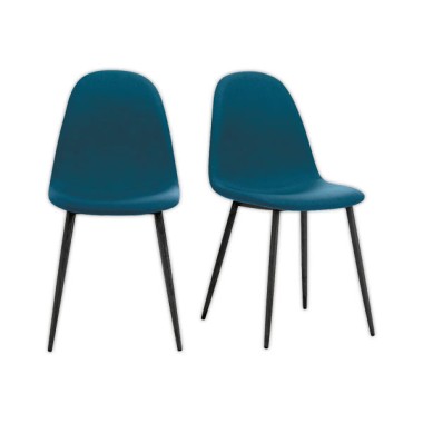 Chaises MUST H87 x P54 x L45 cm pied noir assise bleue  x2 - Fiducial