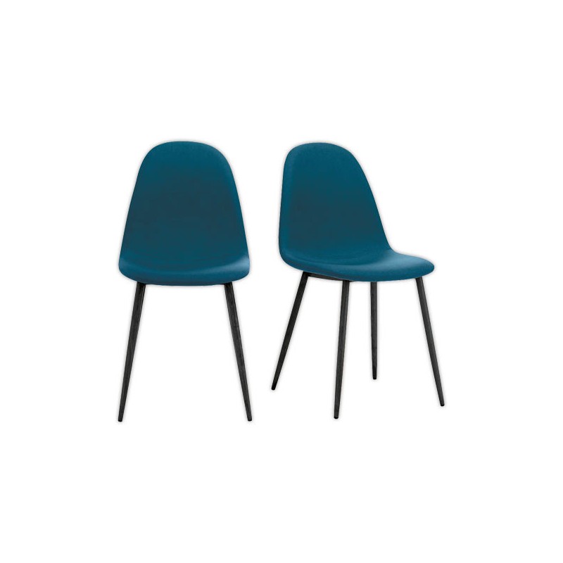 Chaises MUST H87 x P54 x L45 cm pied noir assise bleue  x2 - Fiducial