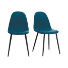 Chaises MUST H87 x P54 x L45 cm pied noir assise bleue  x2 - Fiducial