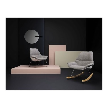 Fauteuil à bascule LAZY tissu gris monté  - Fiducial