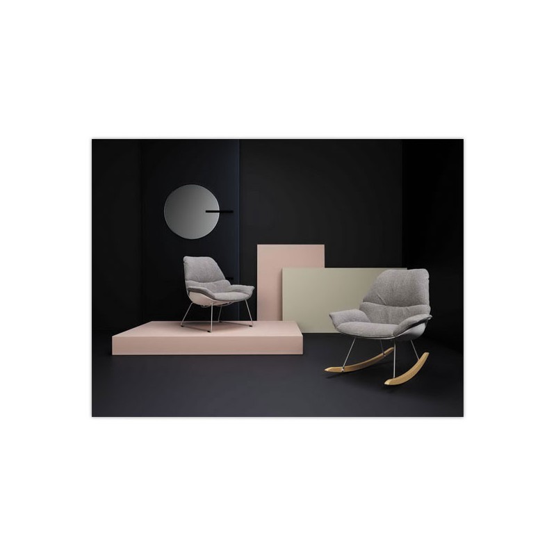 Fauteuil à bascule LAZY tissu gris monté  - Fiducial
