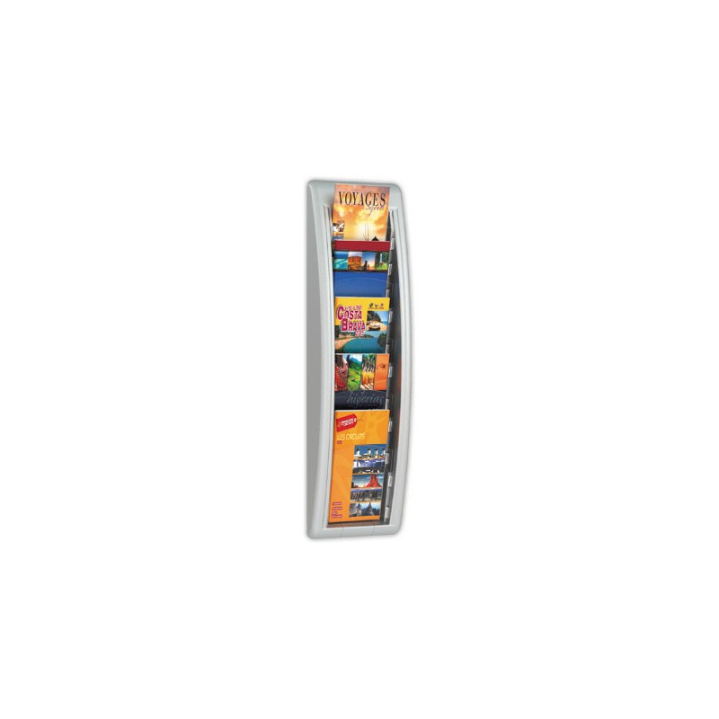 Présentoir mural en colonne 5 cases pour format 1/3 a4 - alu  - Fiducial