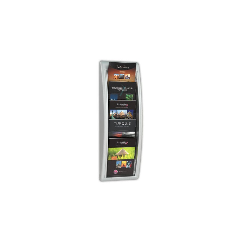 Présentoir mural en colonne 5 cases pour format A5 - alu  - Fiducial
