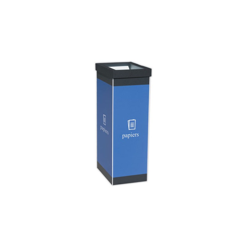 Corbeille de tri sélectif "Papier" PAPERFLOW 60L noir/bleu  - Fiducial