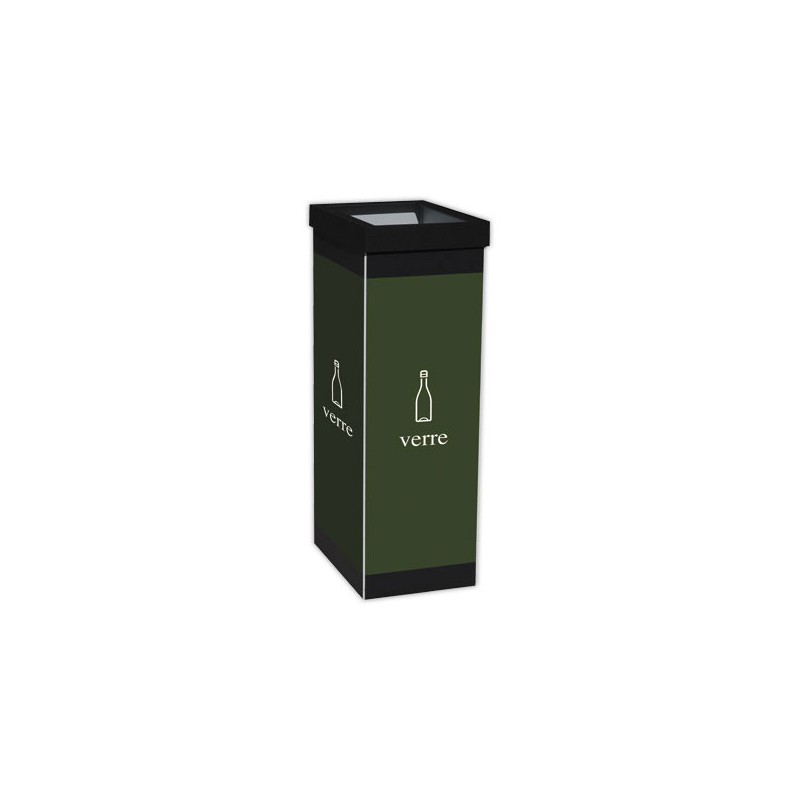 Corbeille de tri sélectif "Glass" PAPERFLOW 60L noir/vert  - Fiducial