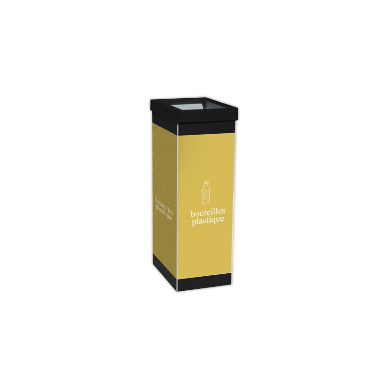 Corbeille de tri sélectif "Plastique" PAPERFLOW 60L noir/jaune  - Fiducial