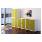 Armoire rideaux EasyOffice-110x41,5x104 cm Corps blanc, rideaux verts  - Fiducial